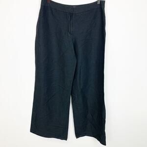 Ann Taylor Loft Women's Ann Wide Leg Black Linen Blend Pants 12